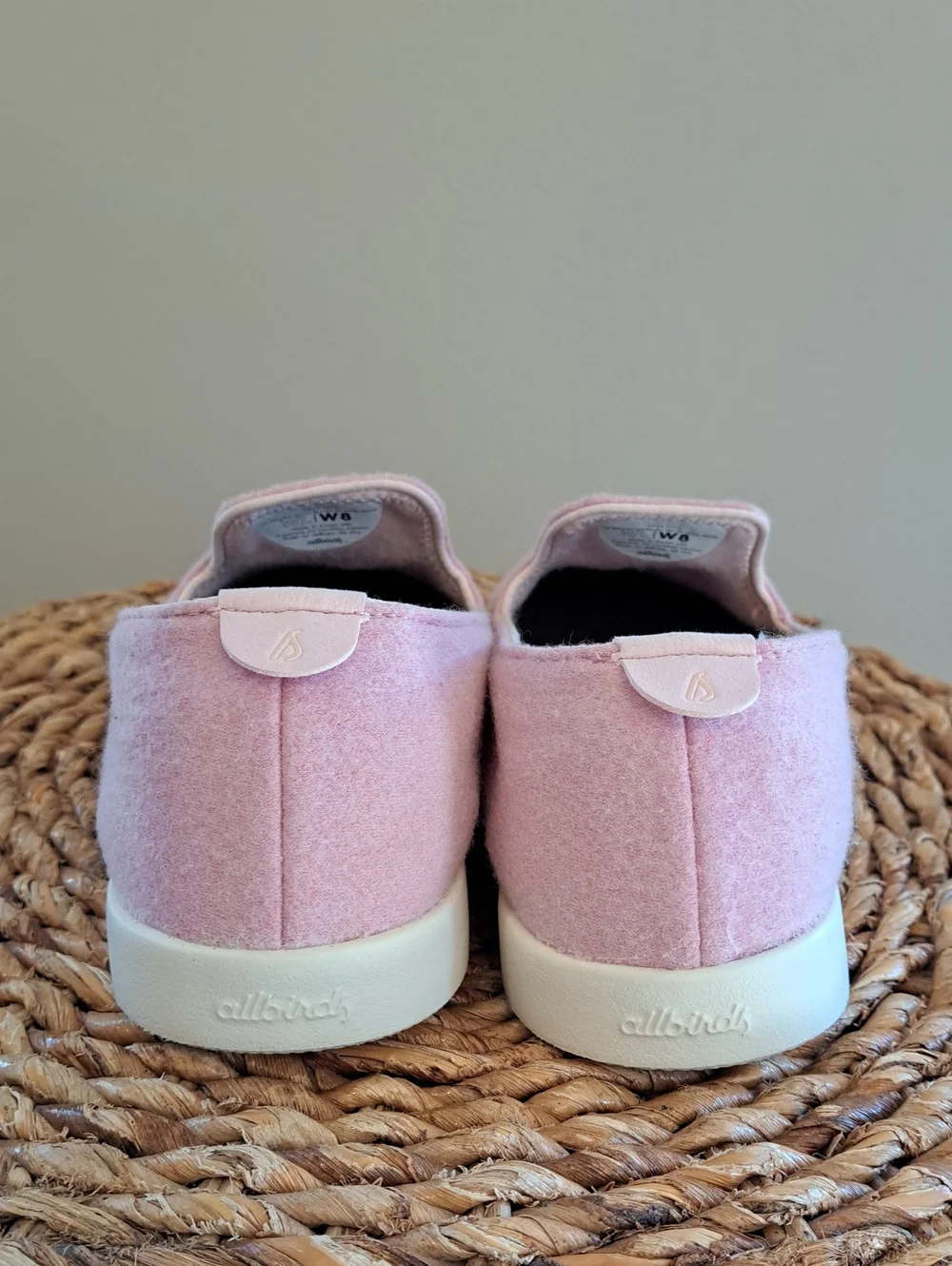 ALLBIRDS Womens Merino Wool Lounger Pink Loafer Sneakers Grey Wool Insoles 8